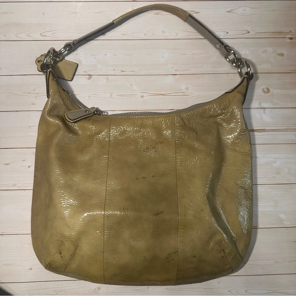 Classic Neutral Patent Leather Hobo Bag - Picture 2 of 7